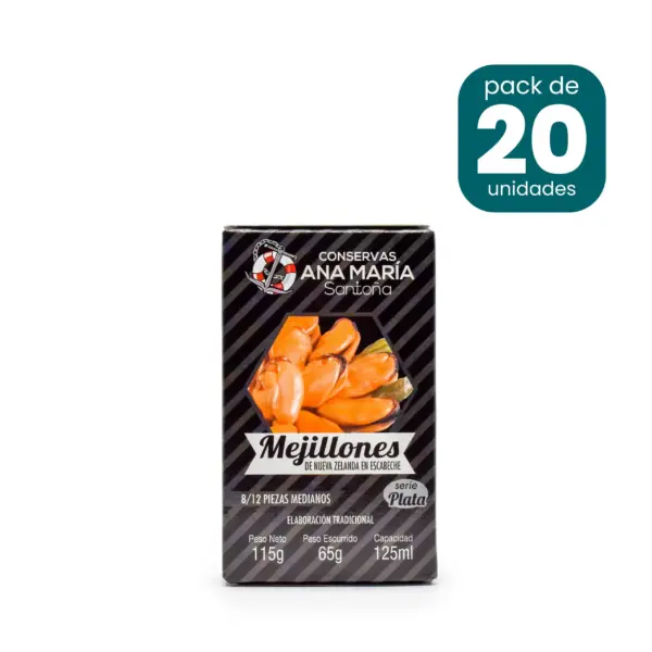 Mejillón frito en escabeche 8/12 115g caja de 20