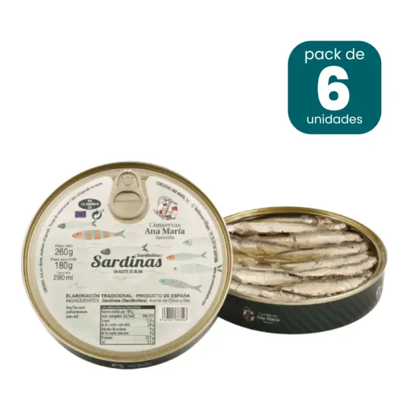 Sardinillas en aceite de oliva 270g caja de 6