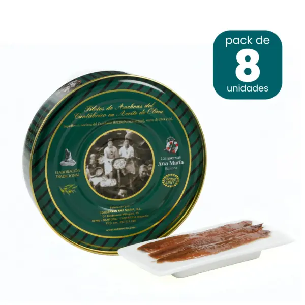 Anchoas del Cantábrico en aceite de oliva 550g caja de 8