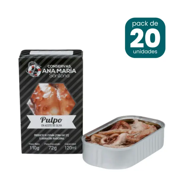 Pulpo en aceite de oliva 110g caja de 20